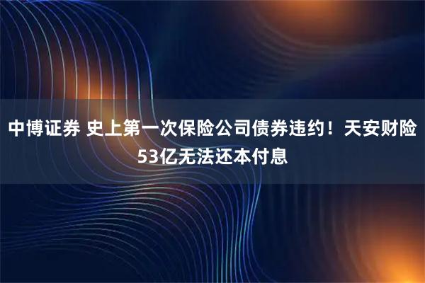 中博证券 史上第一次保险公司债券违约！天安财险53亿无法还本付息