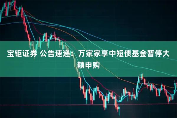 宝钜证券 公告速递：万家家享中短债基金暂停大额申购
