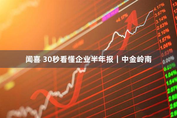 闻喜 30秒看懂企业半年报｜中金岭南
